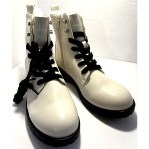 LISYIIZ Womens Combat Boots Fashion Ankle Booties Side Zipper Lace up shoes Sz 8